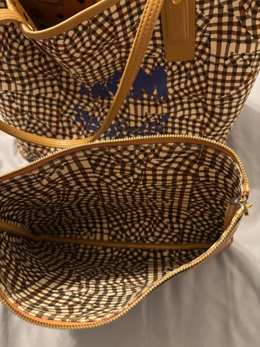 MCM Cognac Logo-Print Tote with Black Accents - Picture 6 of 8